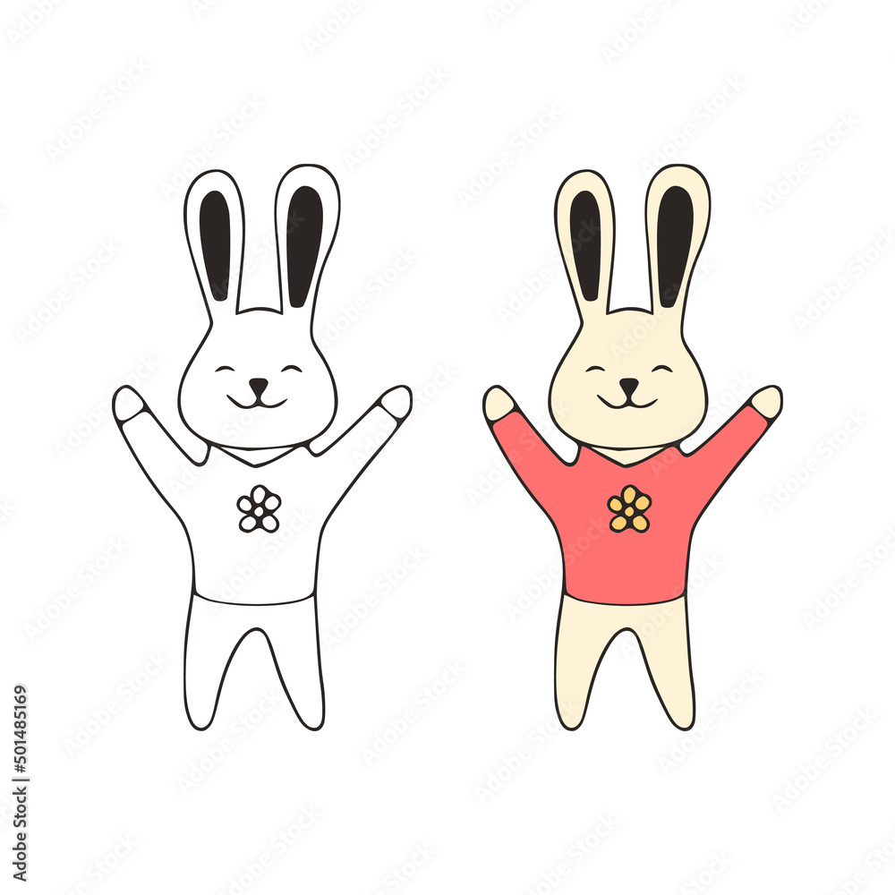 Funny rabbit doodle icon. Cute pets vector art on white background. Funny rabbit doodle icon. Cute pets vector art on white background.
