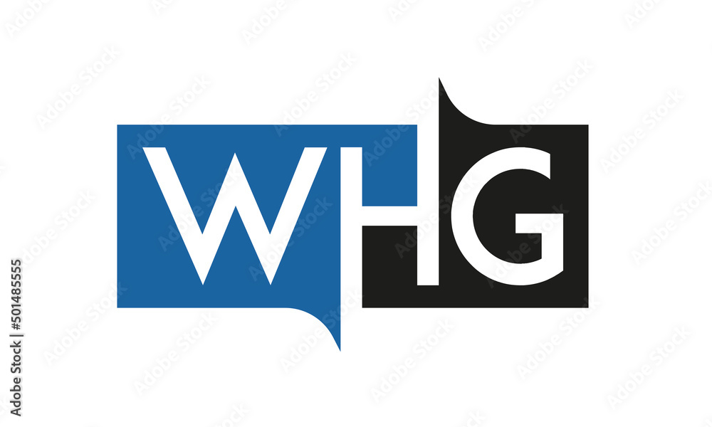 WHG Square Framed Letter Logo Design Vector with Black and Blue Colors WHG Square Framed Letter Logo Design Vector with Black and Blue Colors