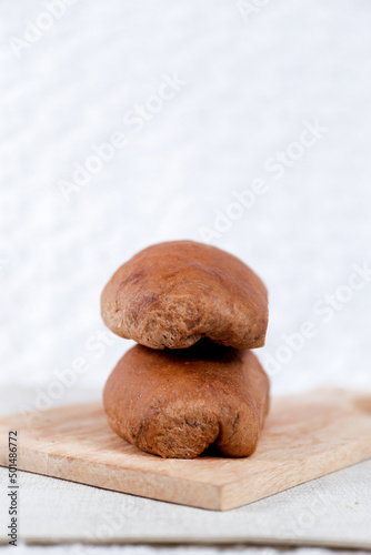 Chocolate Choco Long John buns bread with copy space for text