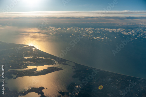 Aerial shot of the east-coast of Japan, from about 35000 ft.
