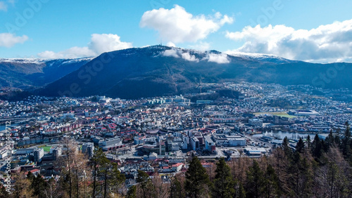 Bergen Panoramic. View from mount Løvstakken in Bergen, Norway
