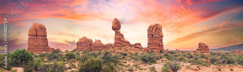 Canvastavla Panoramic view of  natural sandstone arches in Arch National park, Utah during a