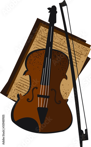 Vector art of violin with sheets