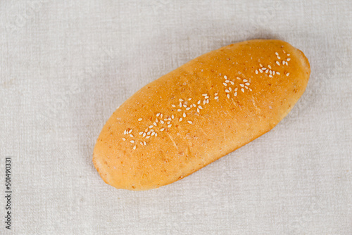 Milk Plain Long John buns bread with copy space for text