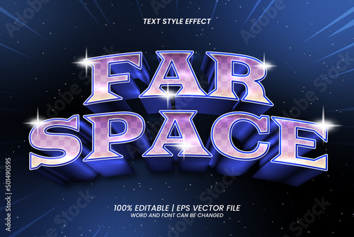 Editable Text Effect Far Space 3D game Style