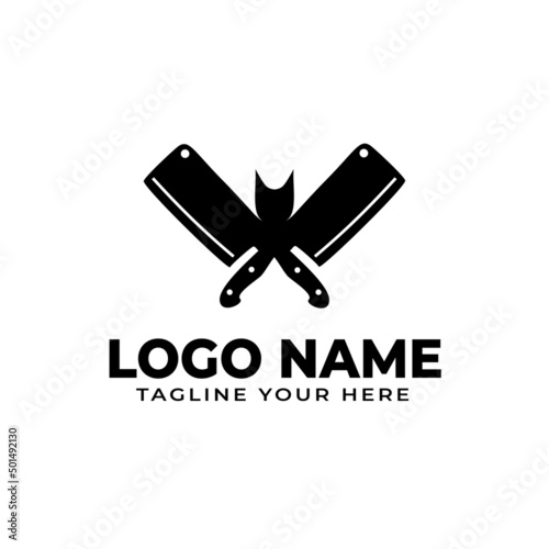 Butcher bat  logo design vector
