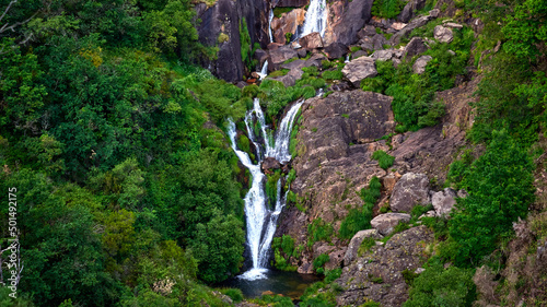 Beautiful landscape of the Frecha da Mizarela waterfall in Arouca Geopark, Portugal photo
