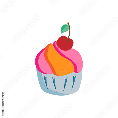 Delicious cupcake with cherry