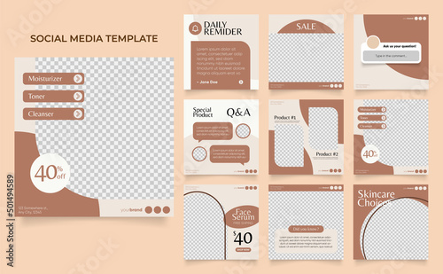 social media template banner beauty care cosmetic and spa sale promotion. fully editable instagram and facebook square post. sale poster