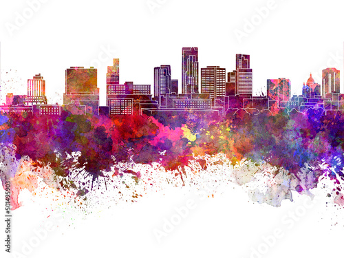 St. Paul skyline in watercolor background