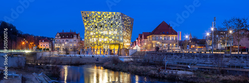 Schwäbisch Gmünd with Forum and Rems river at twilight travel traveling town city panorama in Germany photo