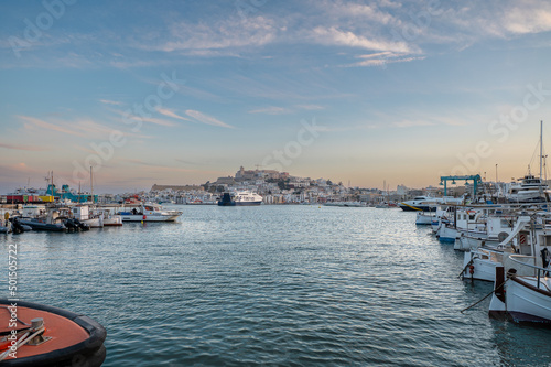 Panorama at Eivissa City on Ibiza Island in Spain in the summer of 2022. photo