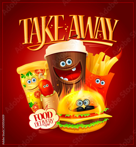 Take away food, food delivery poster design