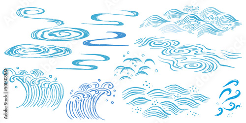 Papier peint 波デザイン セット 夏の和柄素材