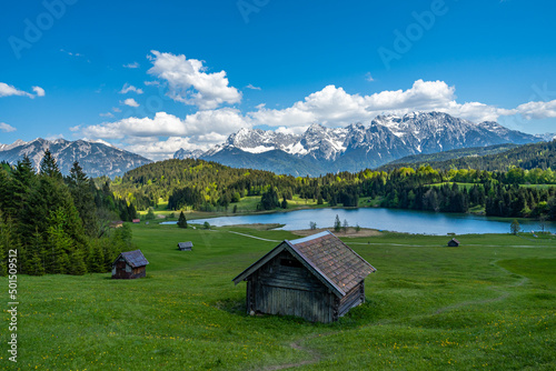 Obraz na plátne Mesmerizing shot of a mountainous landscape in Bavaria in Germany