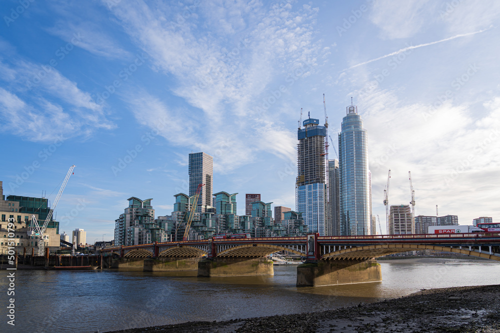 city skyline with river thames