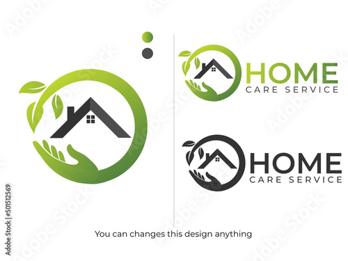 Natural home care logo design. Home care. home logo. natural. care logo