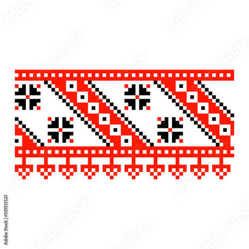 Pixelized pattern Vyshyvanka Traditional Ethnic Ukrainian Seamless Pattern slavic ornament