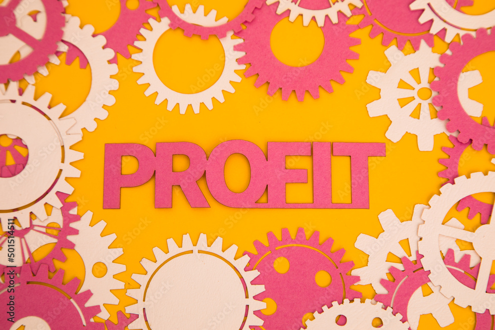 Fototapeta premium Paper inscription on the background of paper gears