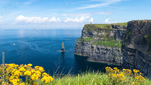 Fotografie, Obraz Beautiful scenery of the Atlantic Ocean and a cliff on a sunny day in Ireland