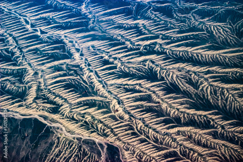 Overlooking shot of the Tianshan Mountains in Xinjiang from the air. photo