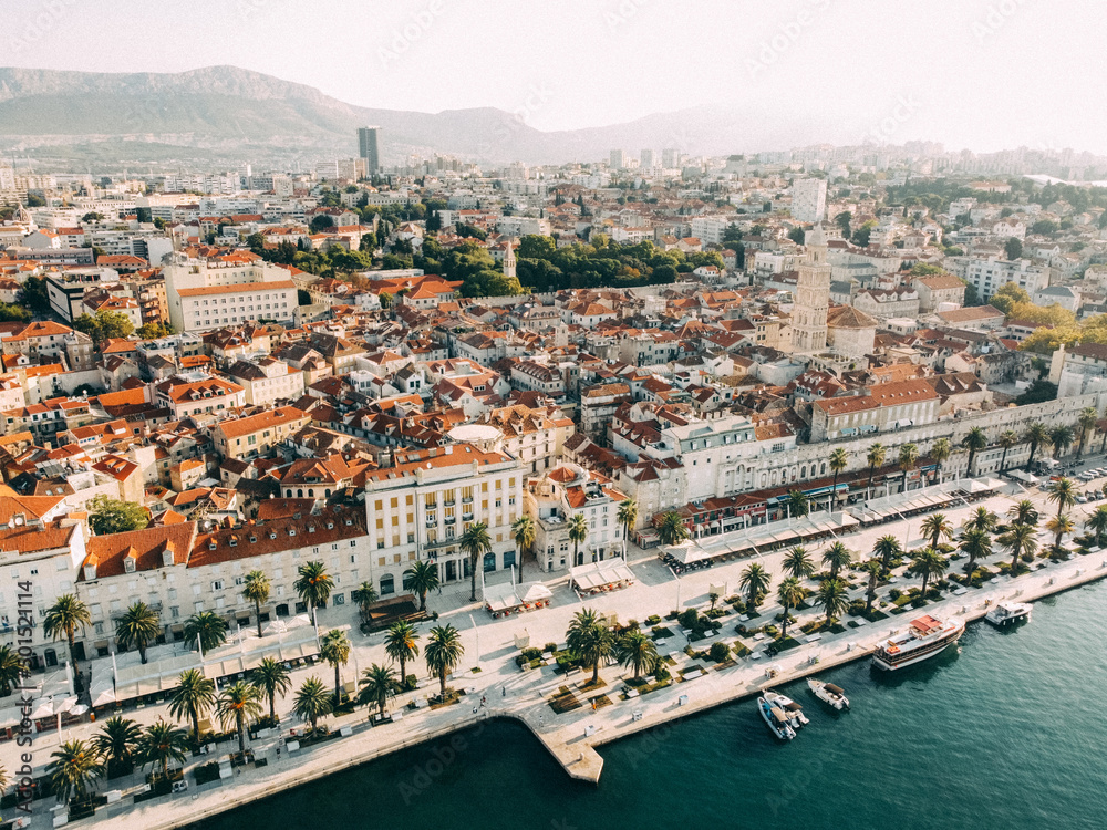 Split, Croatia. European old town, aerial view.