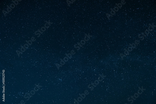 Beautiful night landscape. Stars in a clear sky without moon and clouds. Night scene over the roof of the house