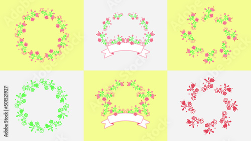 Floral wreath of greenery frame Collection.