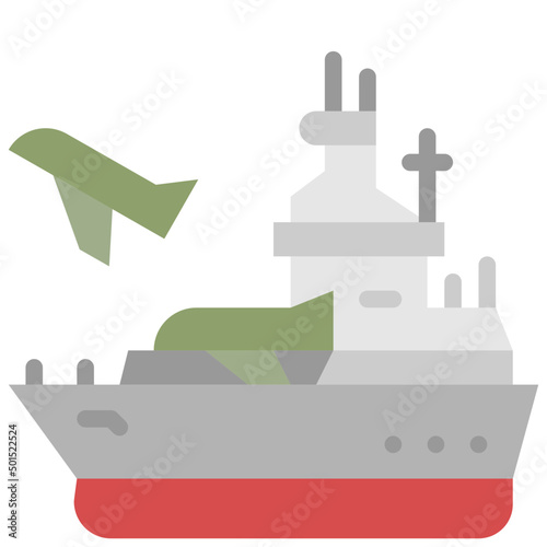 aircraft carrier flat icon