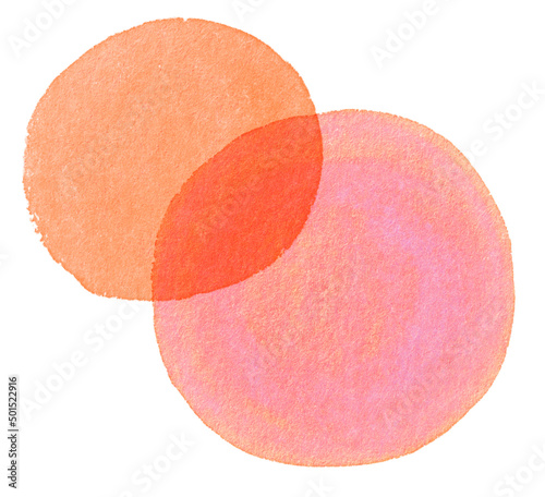 peach pink watercolor background with two circle shapes, vectorized for your design 