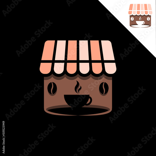 A combination of shop and coffee logos with a cartoon doodle concept. This logo is ideal for coffee shops, cafes, or hangouts that have a cute and fun theme in place.
