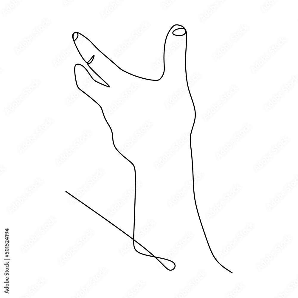 Wrist hand gesture Single line drawing of hand. Sign and symbol of hand