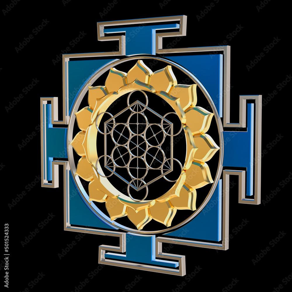 Fototapeta premium Metatron YAntra MAndala. Isolate. 3D Rendering.