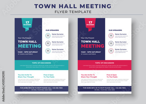 Town Hall Meeting Flyer Templates, City Hall Flyer and Poster Fototapet