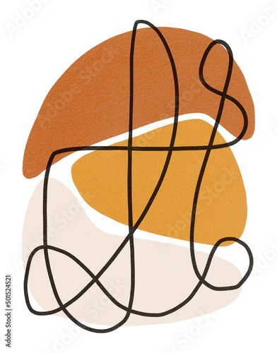 Hand Drawing Abstract Composition Shapes. Earthen pastel shades with Transparent effect and Textures. Use for poster, card, home decor, design, print, textile, fabric, shop, backdrop