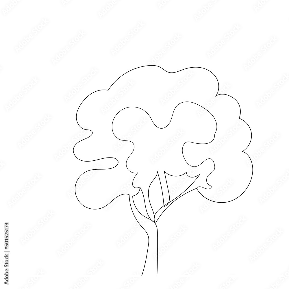 tree drawing by one continuous line