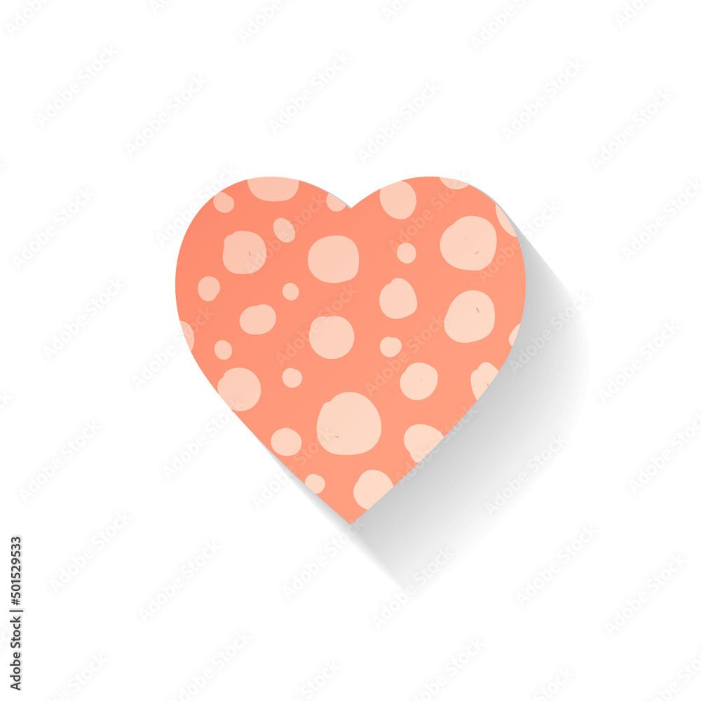 Isolated single design element, heart icon with textured