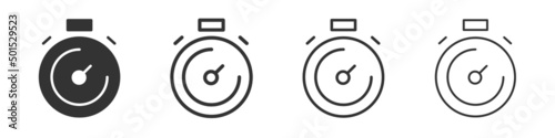 Stopwatch icons collection in two different styles and different stroke. Vector illustration EPS10 photo