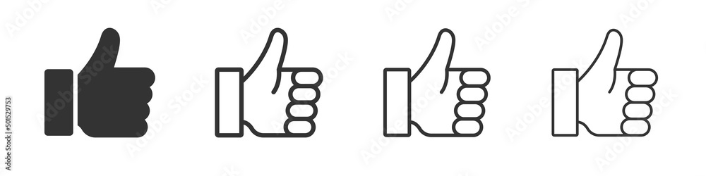 Thumbs up icons collection in two different styles and different stroke. Vector illustration EPS10 Thumbs up icons collection in two different styles and different stroke. Vector illustration EPS10
