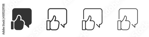 Thumb up speech bubble icons collection in two different styles and different stroke. Vector illustration EPS10