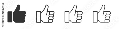 Thumbs up icons collection in two different styles and different stroke. Vector illustration EPS10
