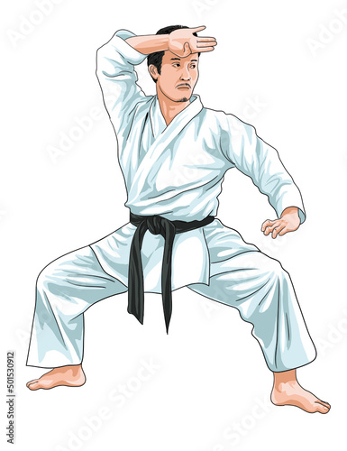 Drawing karate martial art, power full, art.illustration, vector
