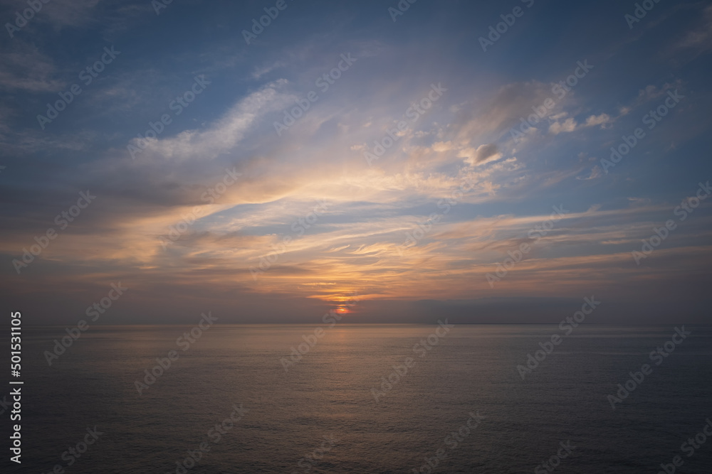 Sunrise on Miradouro das Fontes or Praia do Leme. Canico, Madeira, Portugal. October 2021.
