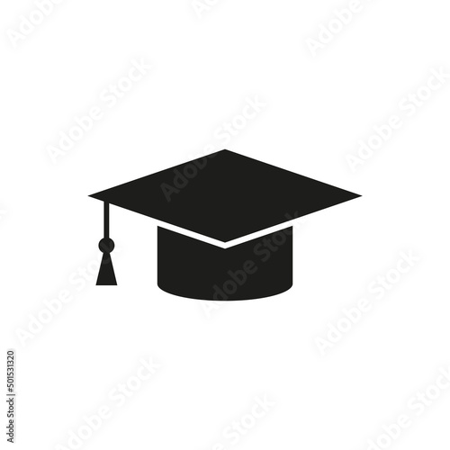 The icon of the graduate's hat. Simple flat vector illustration on a white background