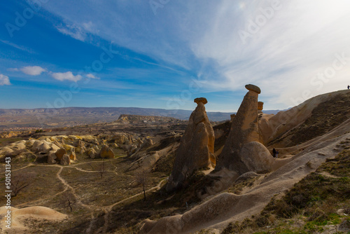 Uc Guzeller (Three Beauties) fairy chimneys in Cappadocia, Turkey photo