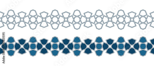 Set of borders of Islamic pattern for Ramadan greetings cards and templates. Vector illustration.