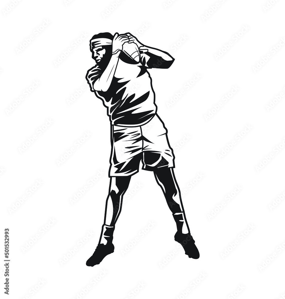 Jumping American football player logo silhouette, American Football logo