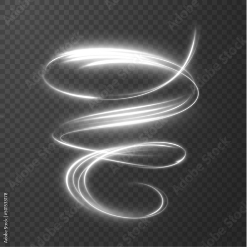 Golden shiny spiral light lines vector background. EPS10