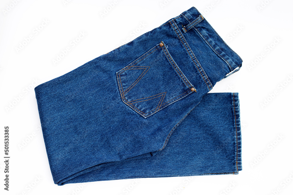 Blue jeans on white background Blue jeans on white background
