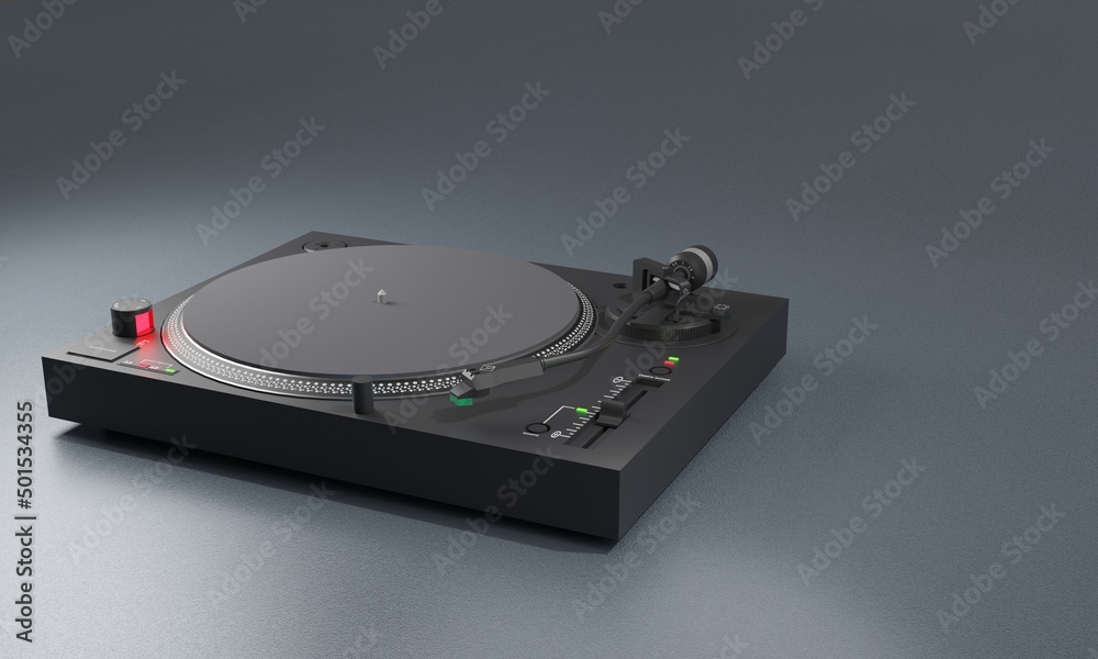 Fototapeta premium A black turntable abstract background. 3D illustration